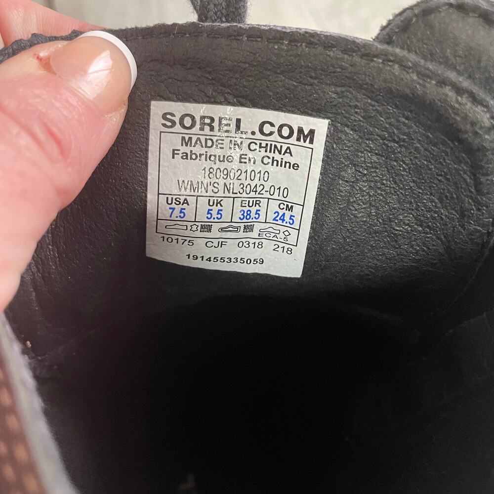 Sorel Emelie Conquest Explorer Lace Up Boots 7.5 Black Moto - Picture 6 of 8